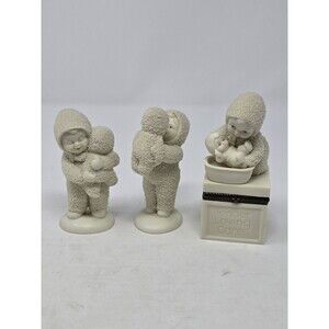 VINTAGE DEPT 56 SNOWBABIES LOT OF 3 CHRISTMAS FIGURINES SNOWBABY DOLL TLC BOX